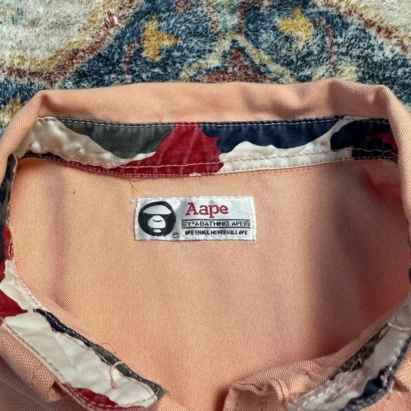 Aape Peach Button-up Shirt Medium - Picture 3 of 7